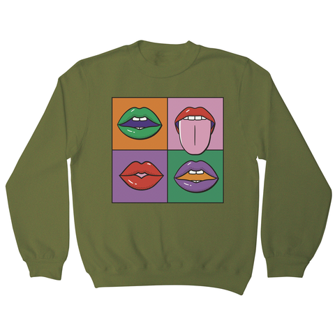 Pop art painting sweatshirt Olive Green