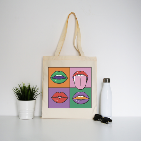 Pop art painting tote bag canvas shopping Natural