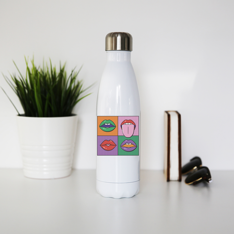 Pop art painting water bottle stainless steel reusable White
