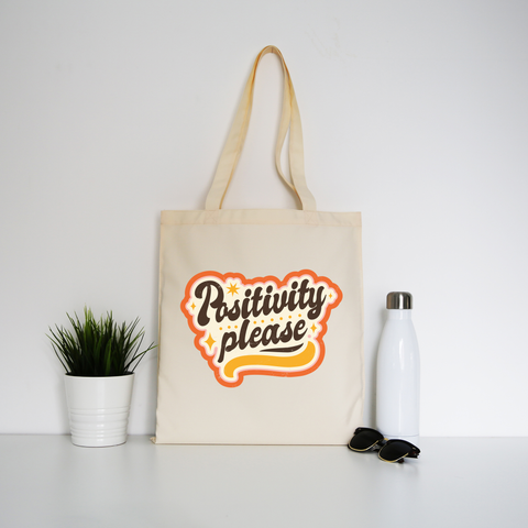 Positivity please tote bag canvas shopping Natural