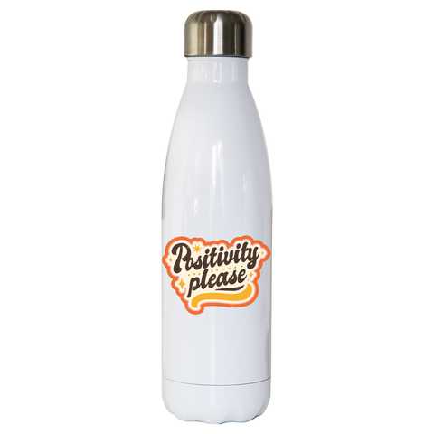 Positivity please water bottle stainless steel reusable White