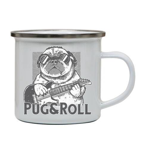 Pug and roll enamel camping mug White