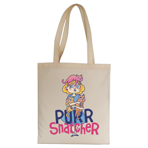 Purr Snatcher tote bag canvas shopping Natural