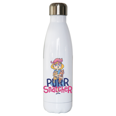 Purr Snatcher water bottle stainless steel reusable White