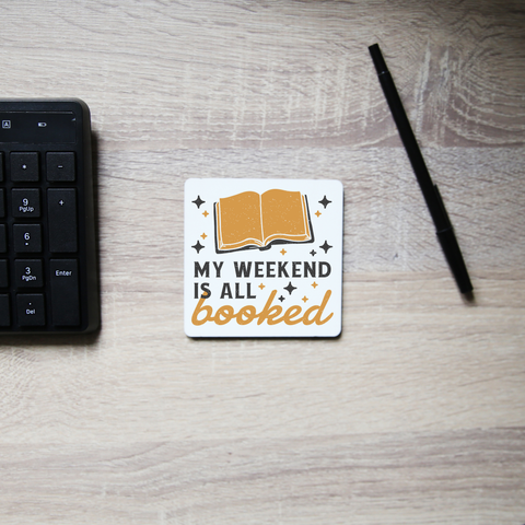 Reading books hobby pun coaster drink mat Set of 2