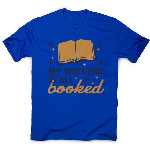 Reading books hobby pun men's t-shirt Blue