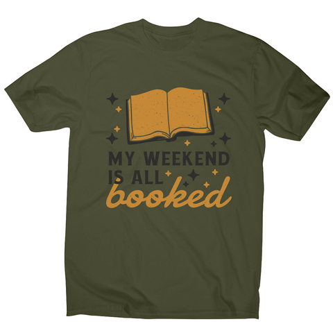 Reading books hobby pun men's t-shirt Military Green