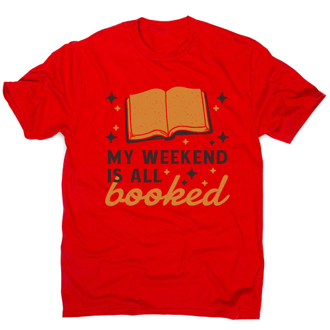 Reading books hobby pun men's t-shirt Red