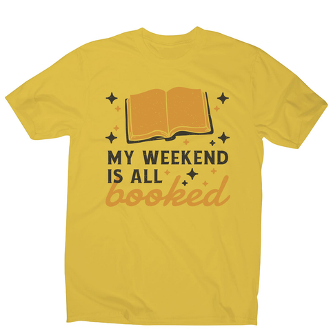Reading books hobby pun men's t-shirt Yellow
