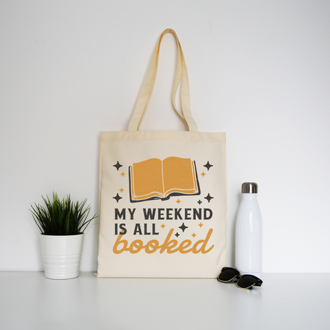 Reading books hobby pun tote bag canvas shopping Natural