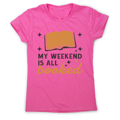 Reading books hobby pun women's t-shirt Pink