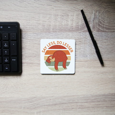 Retro sunset sloth coaster drink mat Set of 2