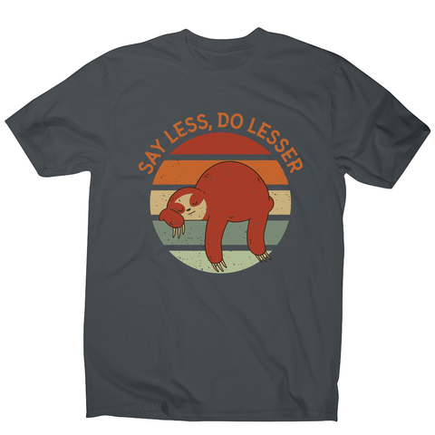 Retro sunset sloth men's t-shirt Charcoal
