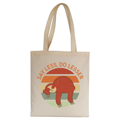Retro sunset sloth tote bag canvas shopping Natural