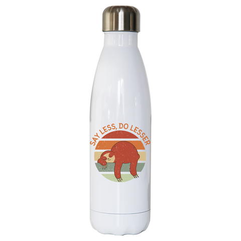 Retro sunset sloth water bottle stainless steel reusable White
