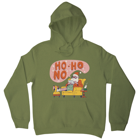 Santa Claus chilling Christmas hoodie Olive Green