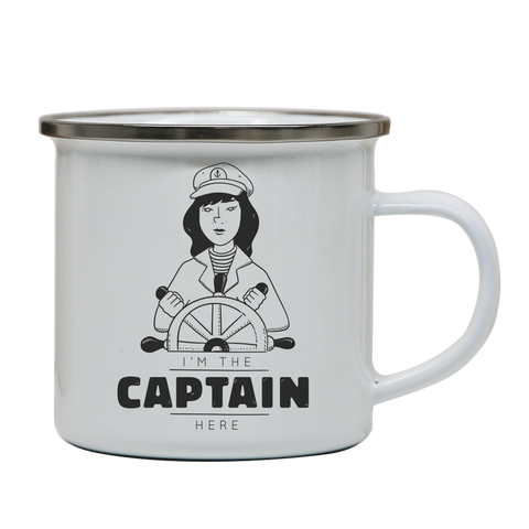 Ship captain enamel camping mug White