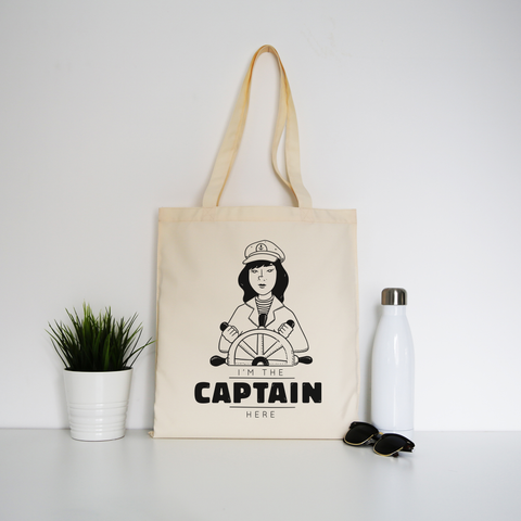 Ship captain tote bag canvas shopping Natural