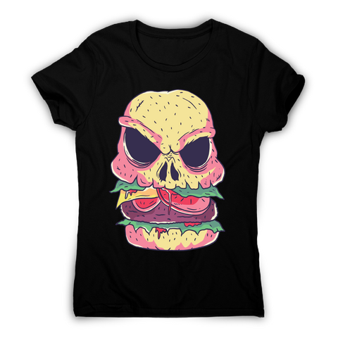 Skull burger funny foodie t-shirt women's - Graphic Gear