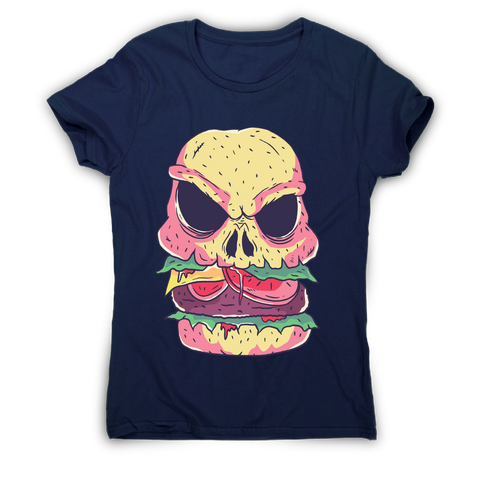 Skull burger funny foodie t-shirt women's - Graphic Gear