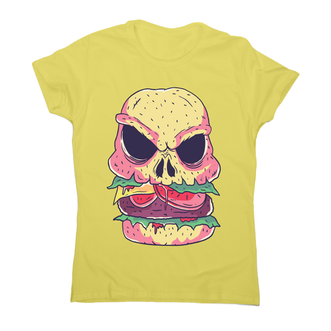 Skull burger funny foodie t-shirt women's - Graphic Gear