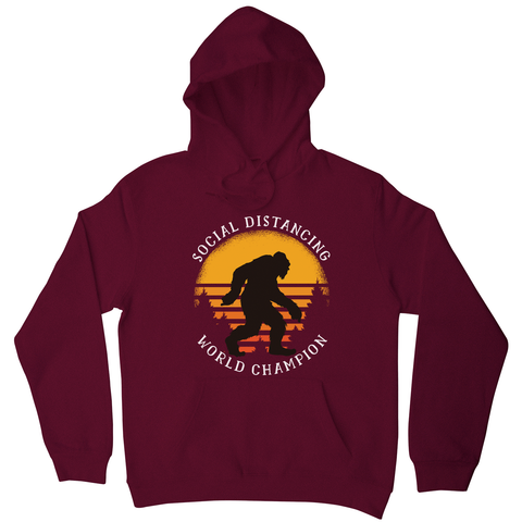 Social distancing bigfoot hoodie Burgundy