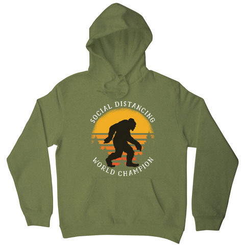Social distancing bigfoot hoodie Olive Green