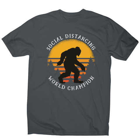 Social distancing bigfoot men's t-shirt Charcoal