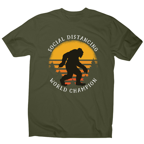 Social distancing bigfoot men's t-shirt Military Green