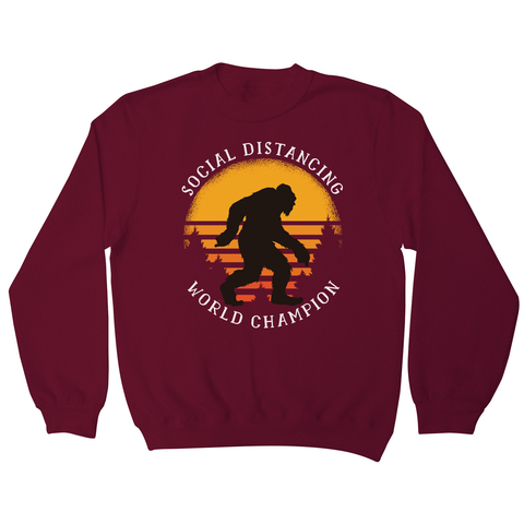 Social distancing bigfoot sweatshirt Burgundy