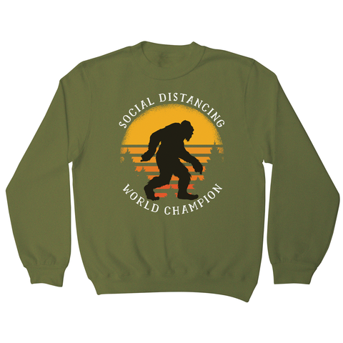 Social distancing bigfoot sweatshirt Olive Green