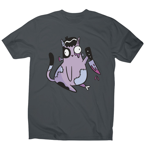 Spooky zombie cat men's t-shirt Charcoal