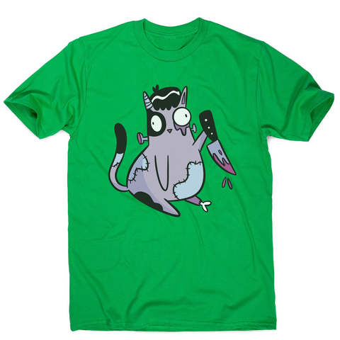 Spooky zombie cat men's t-shirt Green