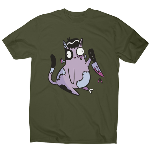 Spooky zombie cat men's t-shirt Military Green