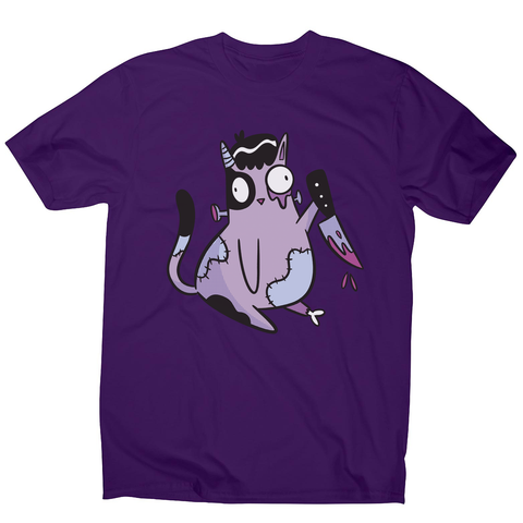 Spooky zombie cat men's t-shirt Purple