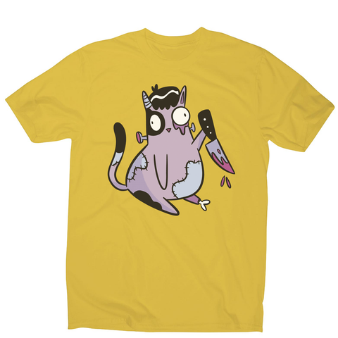 Spooky zombie cat men's t-shirt Yellow