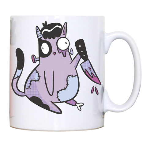 Spooky zombie cat mug coffee tea cup White