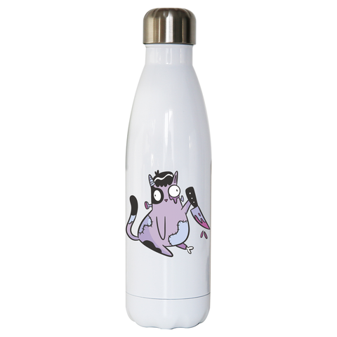 Spooky zombie cat water bottle stainless steel reusable White