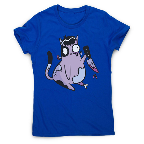 Spooky zombie cat women's t-shirt Blue