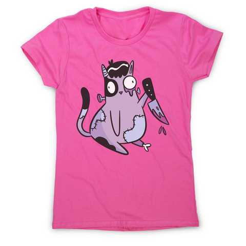 Spooky zombie cat women's t-shirt Pink