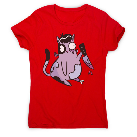 Spooky zombie cat women's t-shirt Red