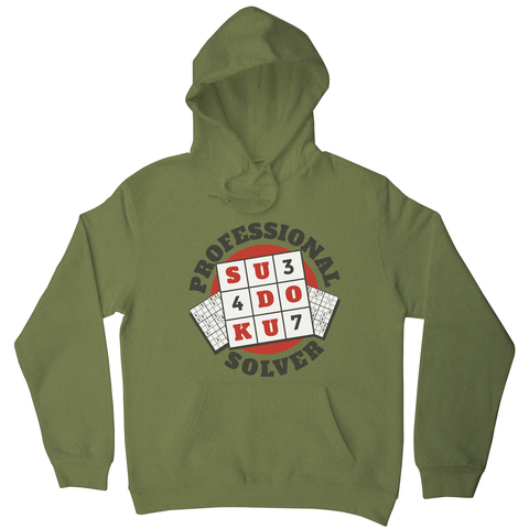 Sudoku hobby badge hoodie Olive Green