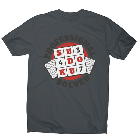 Sudoku hobby badge men's t-shirt Charcoal