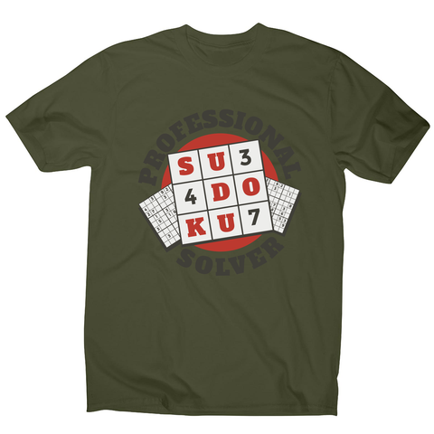 Sudoku hobby badge men's t-shirt Military Green