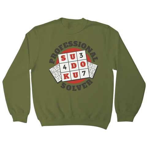 Sudoku hobby badge sweatshirt Olive Green