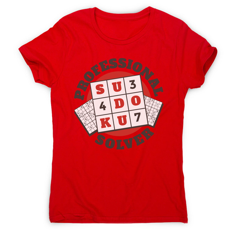Sudoku hobby badge women's t-shirt Red
