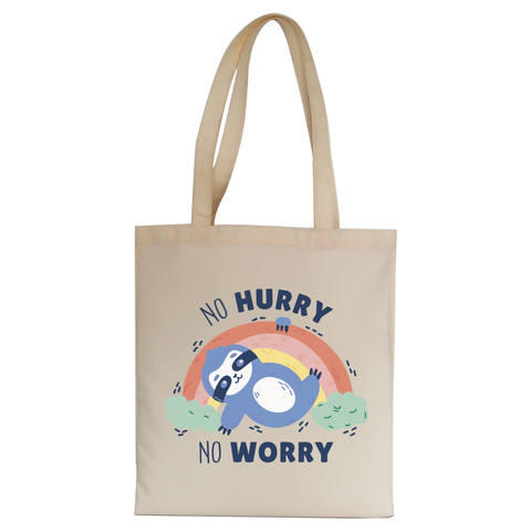 Sweet sloth quote tote bag canvas shopping Natural