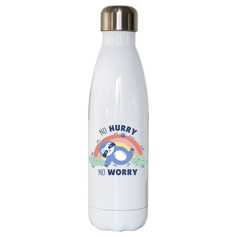 Sweet sloth quote water bottle stainless steel reusable White