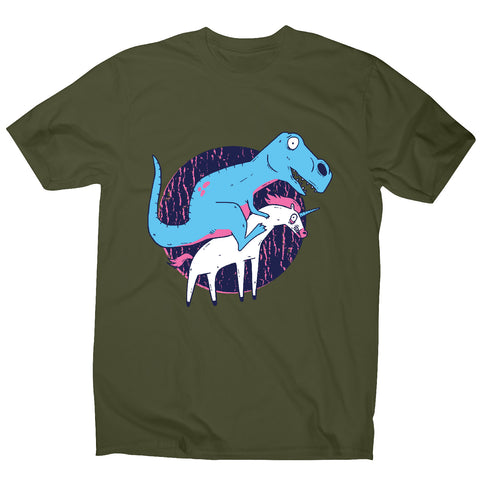 T-rex riding unicorn - men's funny premium t-shirt - Graphic Gear