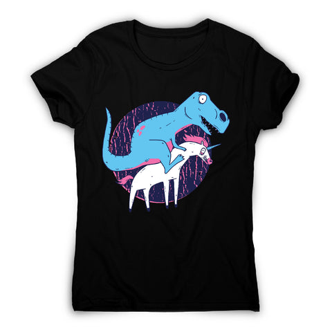 T-rex riding unicorn - women's funny premium t-shirt - Graphic Gear